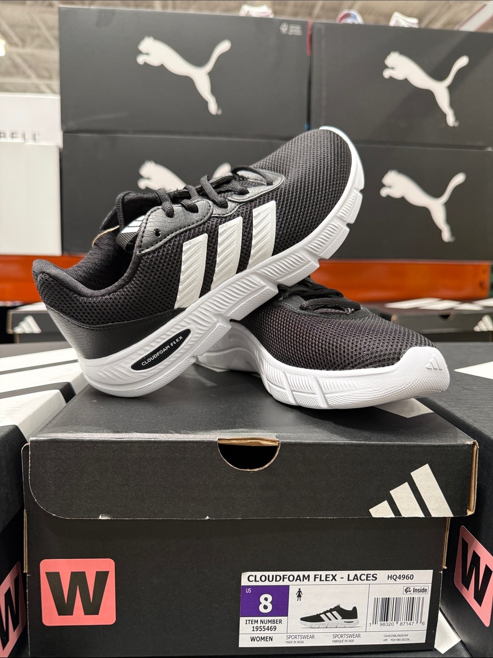 adidas Cloudfoam Flex Women's Black White Athletic Shoes